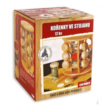 Kořenka sklo/dřevo 12 ks+stojan dřevo