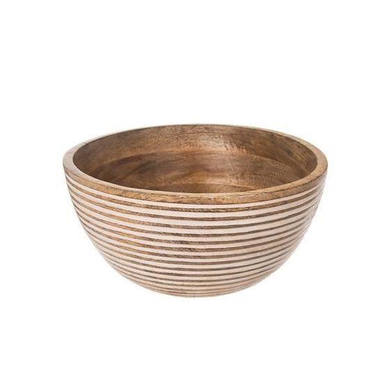 Mísa dřevo MANGO bílý dekor pr. 24 cm