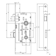 Zámek zadlabací YALE 5243/20 72/6 L WC.ZZ.HR