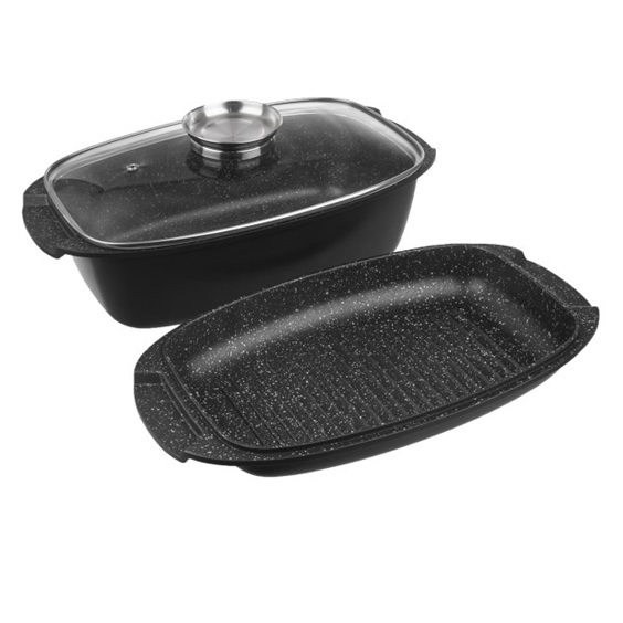 Pekáč GRANDE Aroma oboustr. 39x22x15 cm sklo  viko