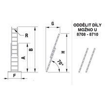 Žebřík dvoudílný výsuvný 8708 AL 383cm/PROFI/2x8 příček