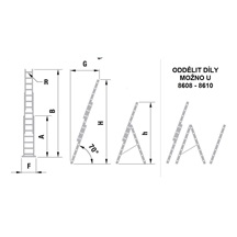 Žebřík trojdílný univerzální 8614 AL 1034cm/PROFI/3x14 příček