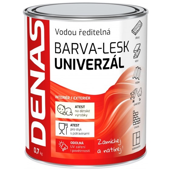 DENAS UNIVERZÁL-LESK vrchní barva na dřevo, kov a beton, 0660 okrová, 700 g