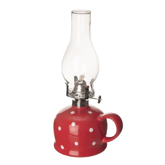 Lampa petrolejová keramika/sklo/kov TEČKA