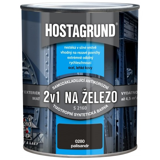 Hostagrund 2v1 S2160 základní i vrchní barva na kov, 0280 palisandr, 600 ml