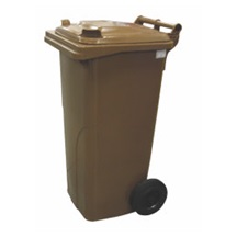 Popelnice plastová 120l hnědá s kolečky 0004-5
