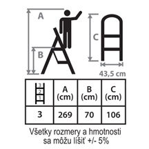 Schůdky Strend Pro LFD110 3 stup. ocelové