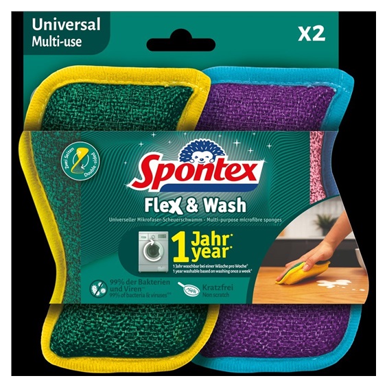 Spontex Flex&Wash drátěnka + houba 2ks