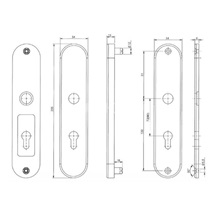Kování bezpečnostní BK305/90 madlo+klika F1   TB3