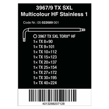 Sada zástrčných klíčů TORX 9dílů 3967/9 TX SXL Multicolour HF Stainless 1   022689