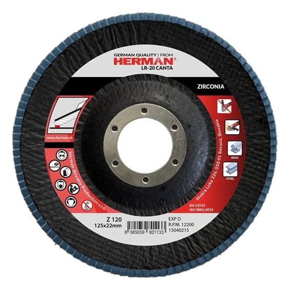 Kotouč lamelový 125x22,2 Z120 na nerez LR-20 CANTA ZIRCONIA na hrany