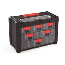 Plastový organizér závěsný MULTICASE CARGO 400x200x260 červené úchyty