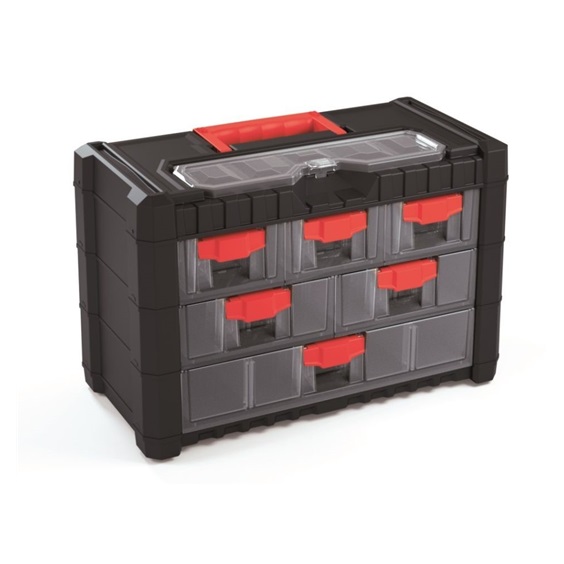 Plastový organizér závěsný MULTICASE CARGO 400x200x260 červené úchyty