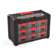 Plastový organizér závěsný MULTICASE CARGO 400x200x260 červené úchyty
