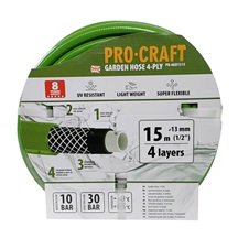 Hadice zahradní zelená 4-vrstvá 1/2" bal.15m Procraft PR-4GH1315