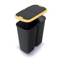 Odpadkový koš COMPACTA Q DUO černý se žlutým víkem. objem 45l