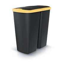 Odpadkový koš COMPACTA Q DUO černý se žlutým víkem. objem 45l