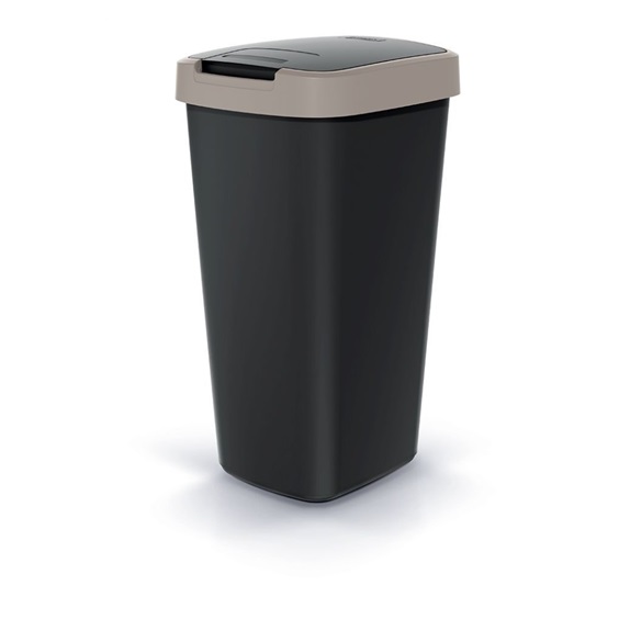 Odpadkový koš COMPACTA Q FLAP černý se světle hnědým víkem. objem 25l