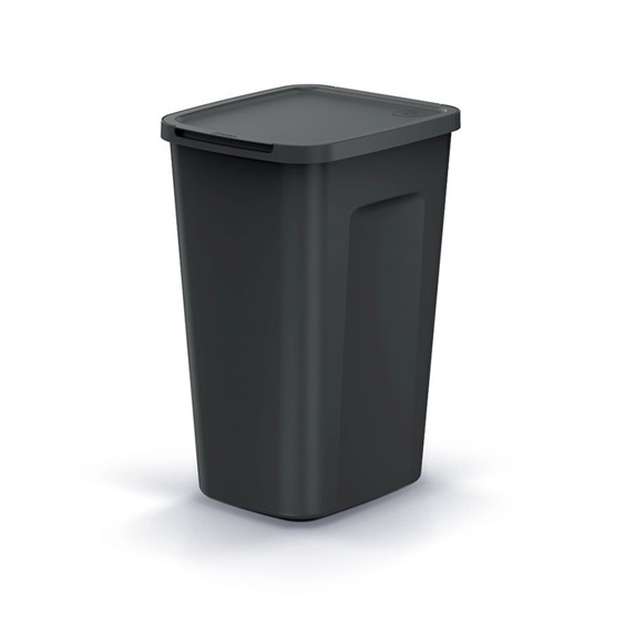 Odpadkový koš COMPACTA Q FLAP PLUS recyklovaný černý. objem 35l