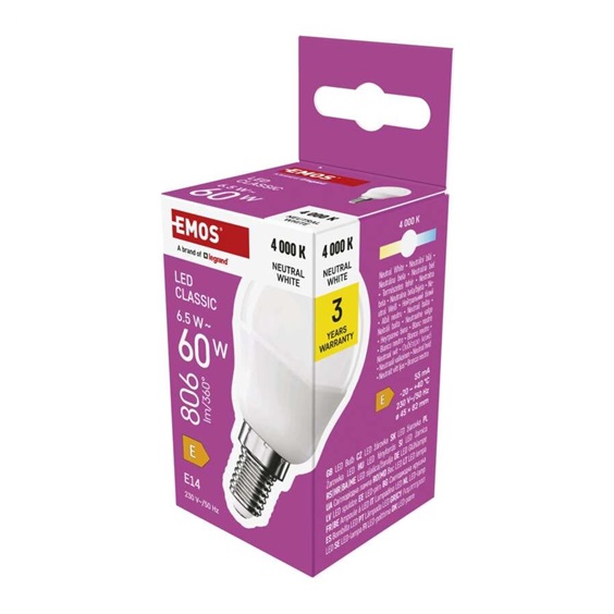 Žárovka LED Classic Mini Globe / E14 / 6,5 W (60 W) / 806 lm / neutrální bílá