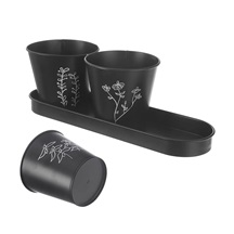 Květináč kov bylinky BLACK pr. 11 cm 3 ks+podtácek