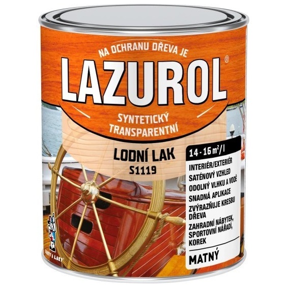 LAZUROL S1119 lodní lak odolný lak na dřevo bezbarvý,MAT 750 ml