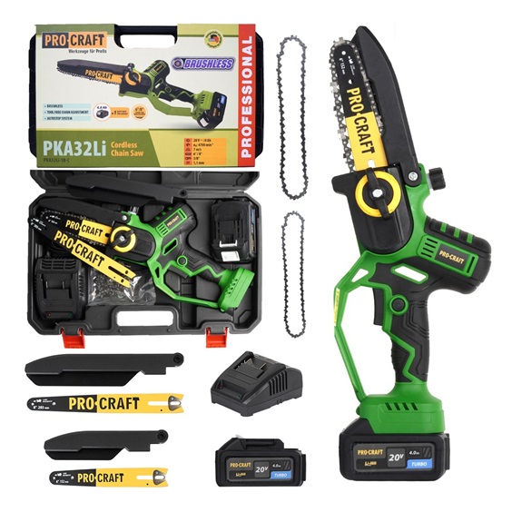 Pila řetězová AKU Procraft PKA32Li 20V 1x4,0Ah Li-Ion lišty 152/203mm