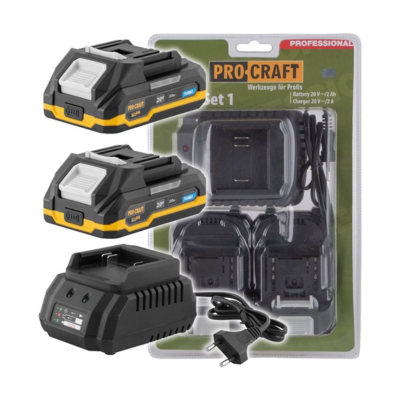 Sada baterie 20V 2,0 Ah 2ks+nabíječka  Procraft PBC-Set 1