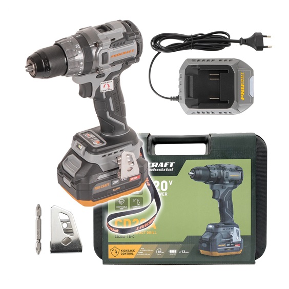 Šroubovák vrtací AKU 20V Procraft Industriál 4,0Ah Li-Ion CD20A