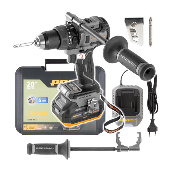 Šroubovák příklepový AKU 20V Procraft Industriál 4,0Ah Li-Ion CD20B