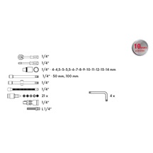 Sada gola 1/4" 45ks 17233