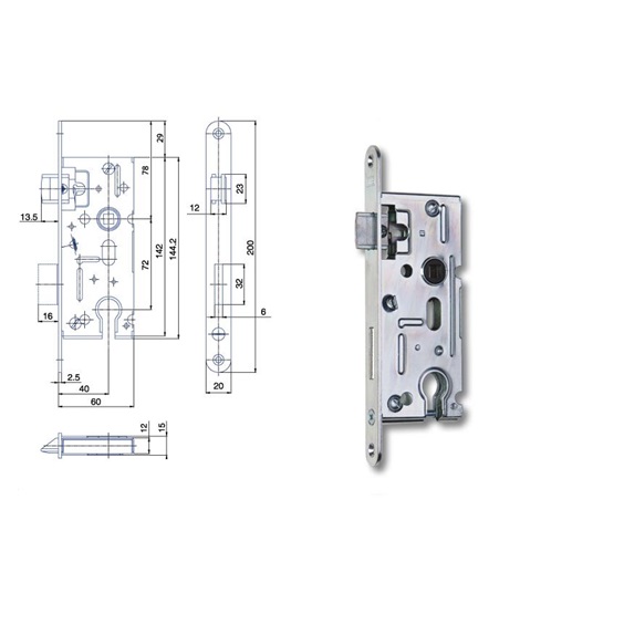 Zámek zadlabací K105    P-L        Zn bílý bal.1   60/72 vložkový čelo 20mm