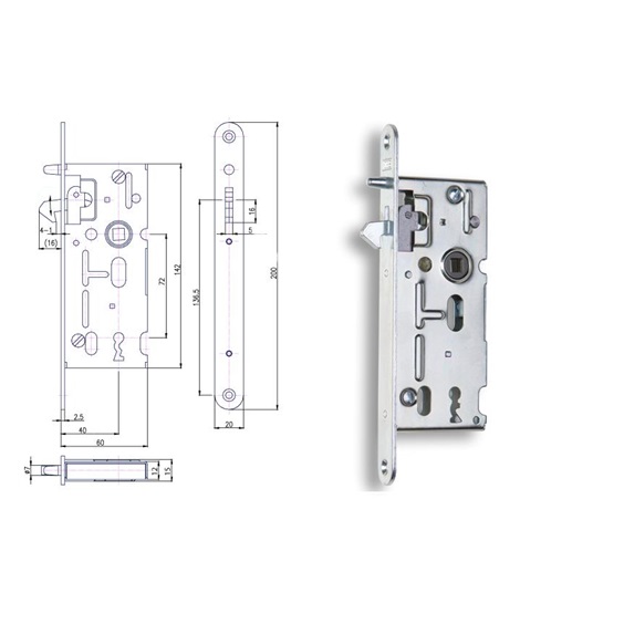 Zámek zadlabací K106                  Zn bílý bal.1  60/72 obyčejný čelo 20mm